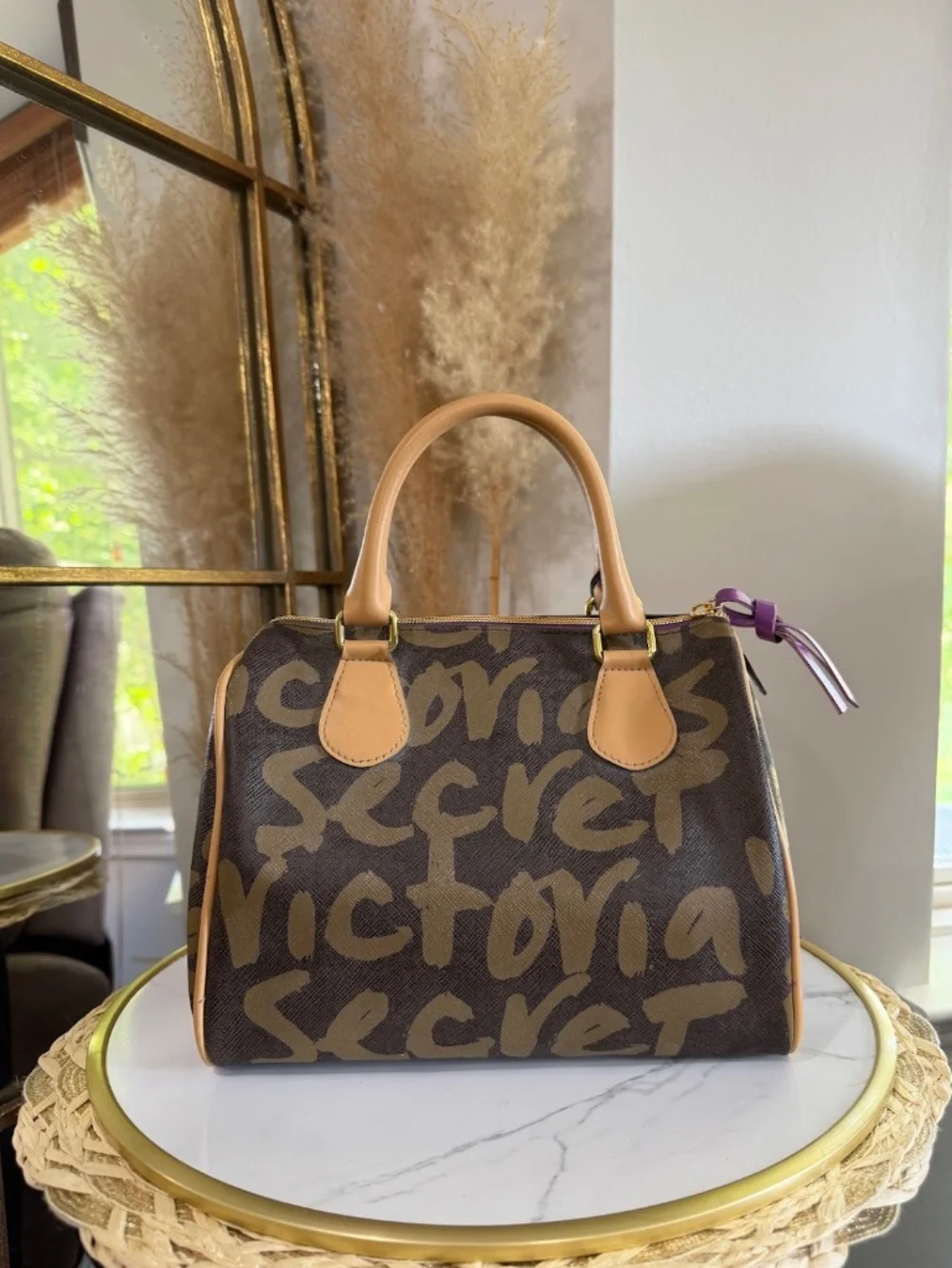 Victorias Secret Y2K-era Logo Bowler Satchel Handbag McBling Fashion Vintage